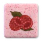 SQUARE CARD WH/CHOC WITH RASPBERRIES