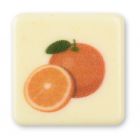 SQUARE CARD WH/CHOC WITH ORANGE